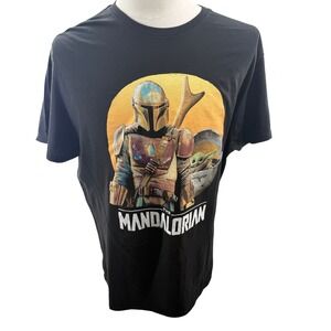 Star Wars The Mandalorian Grogu Baby Yoda Graphic Tee Shirt Mens XL Black NEW